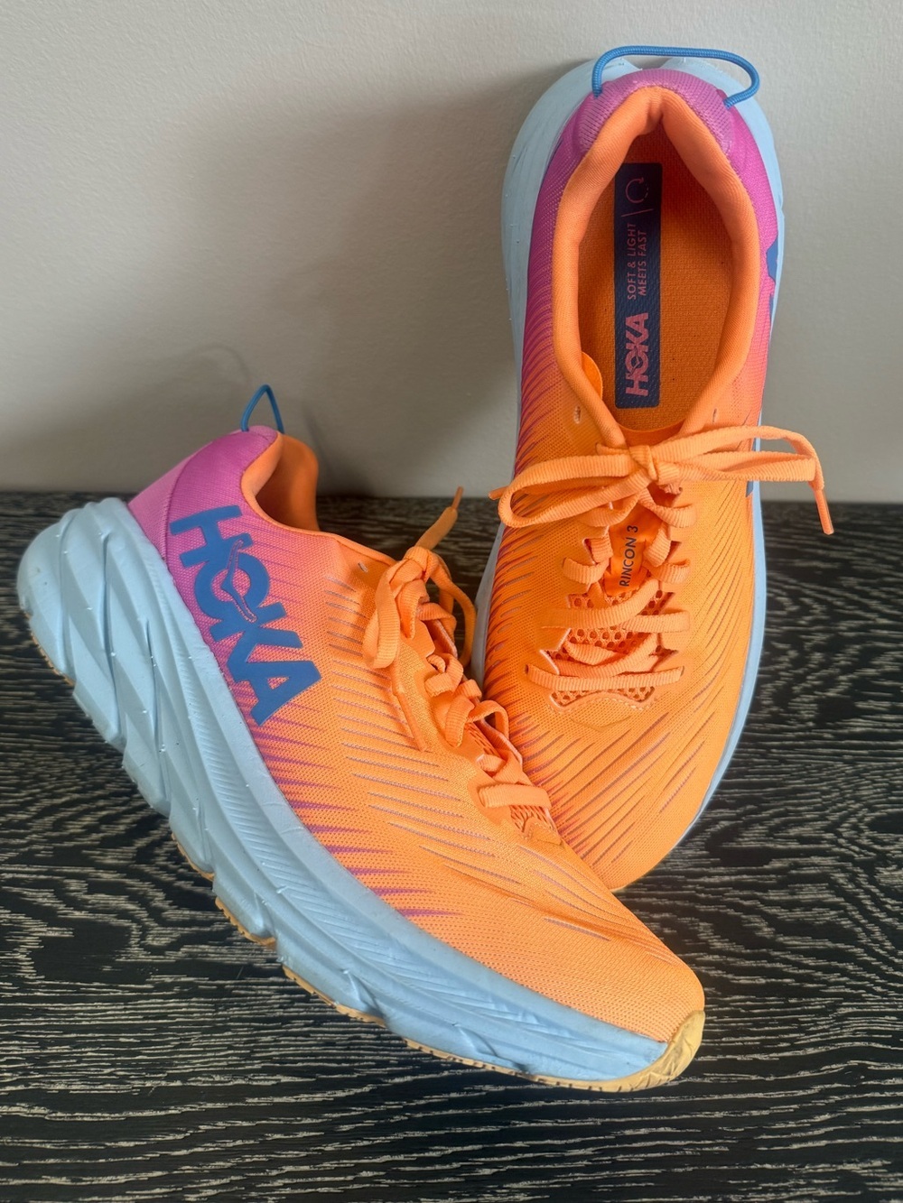 HOKA Rincon 3 Running Shoes Mock Orange/Cyclamen Women’s 9.5 B